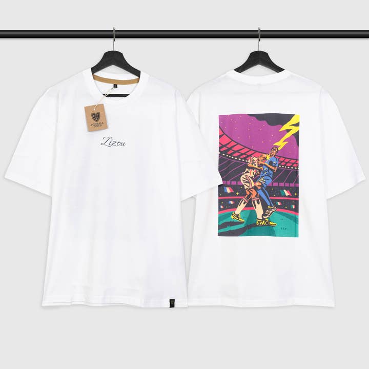 T-shirt Zizou oversize in cotone premium per la vendita all'ingrosso da parte di Football Town