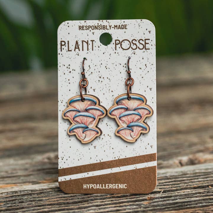 Boucles d'oreilles pendantes pleurotes pour la vente par Plant Posse