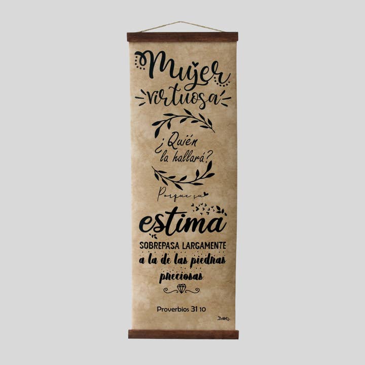 Mujer virtuosa - Handcrafted Biblical Scroll for wholesale by Dara Arts & Gifts