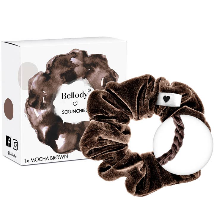 Velvet scrunchie brown - Bellody® (1 piece - Mocha Brown) for wholesale by Bellody GmbH