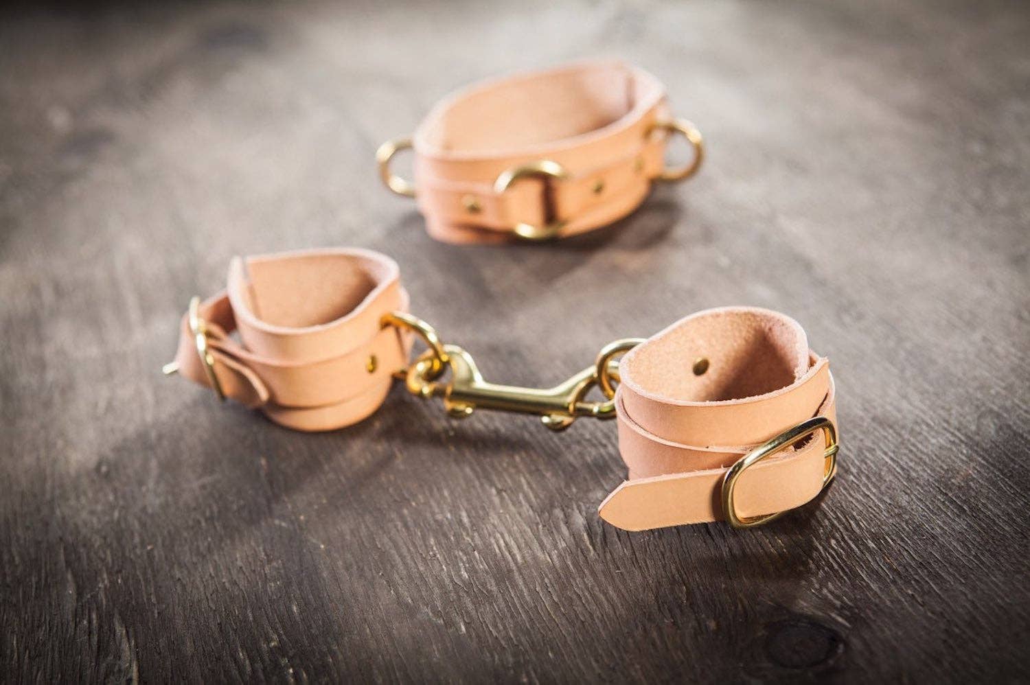 REMOVED BRAND - Wholesale Cuff Bracelet - Natural leather cuffs, leather collar, for full BDSM restrai0