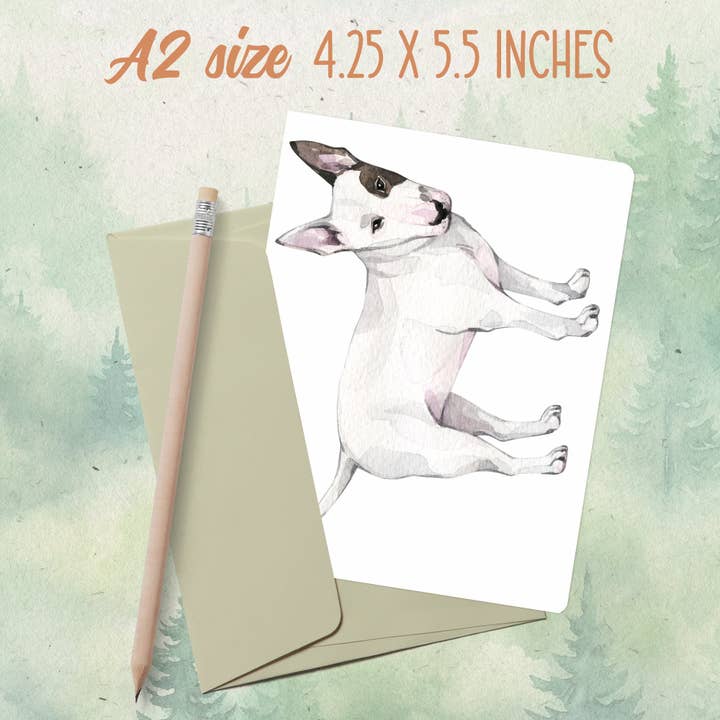Handmade Bull Terrier dog greeting card for wholesale by Soul Familiar