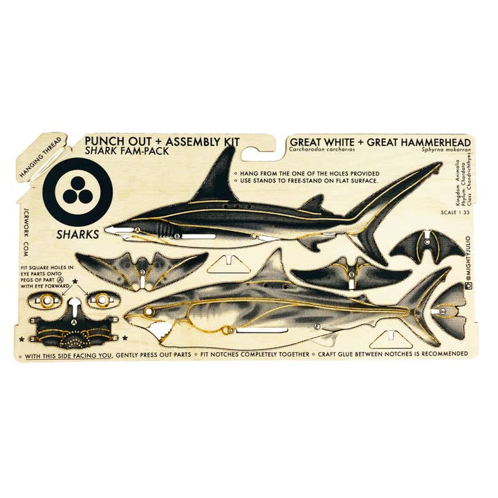 JCR WORK - Wholesale Mobile - SHARKS : Great White Shark + Great Hammerhead Shark Fam-Pack