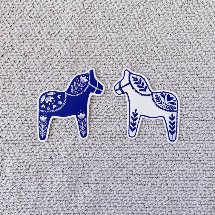 Nordic Nicole β wholesale Sticker β Swedish Dala Horse Sticker (Blue)3