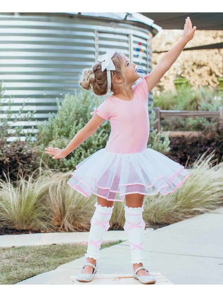 Girls White Dance Ballet Bow Leg Warmers for wholesale on Faire