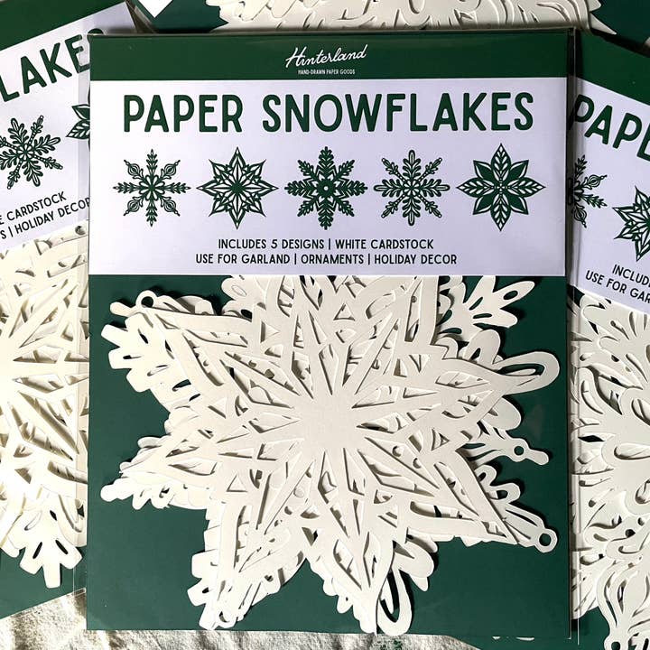 Hinterland Goods - Wholesale Ornament Set - Hand-Drawn Die-Cut Paper Snowflakes Set of 52