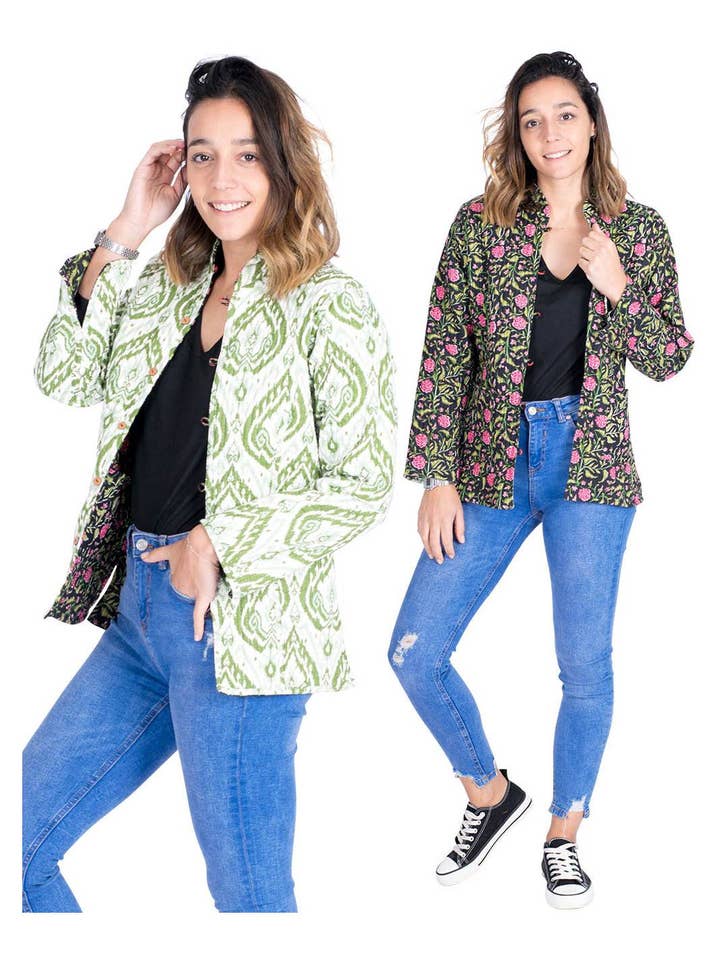 Reversible cream or black jacket for wholesale by Kimago Look