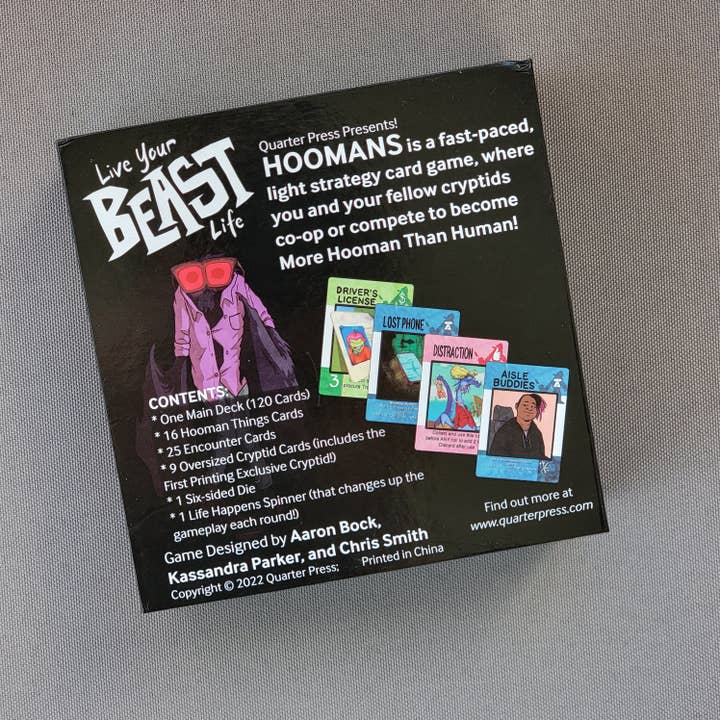 Quarter Press - Vente Jeux de société - Jeu de cartes de table HOOMANS, stratégie légère inspirée des cryptides1