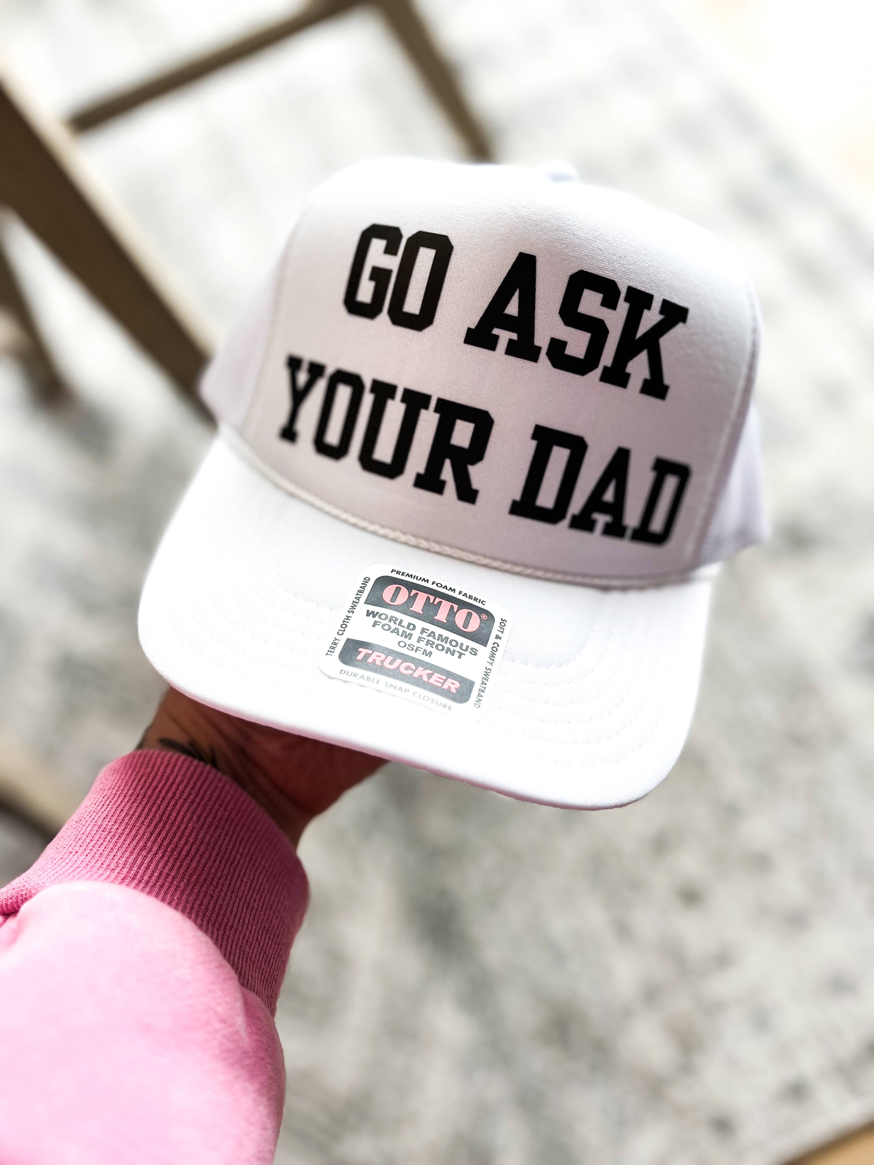 TrendyKeys - Wholesale Trucker Hat - Unisex - Go Ask Your Dad Graphic Trucker Hat