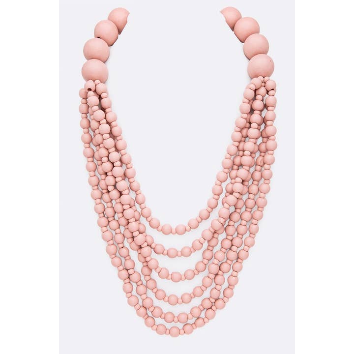 anbfashion - Wholesale Beaded/Pearl Necklace - Multi Strand Wooden Beads Necklace1
