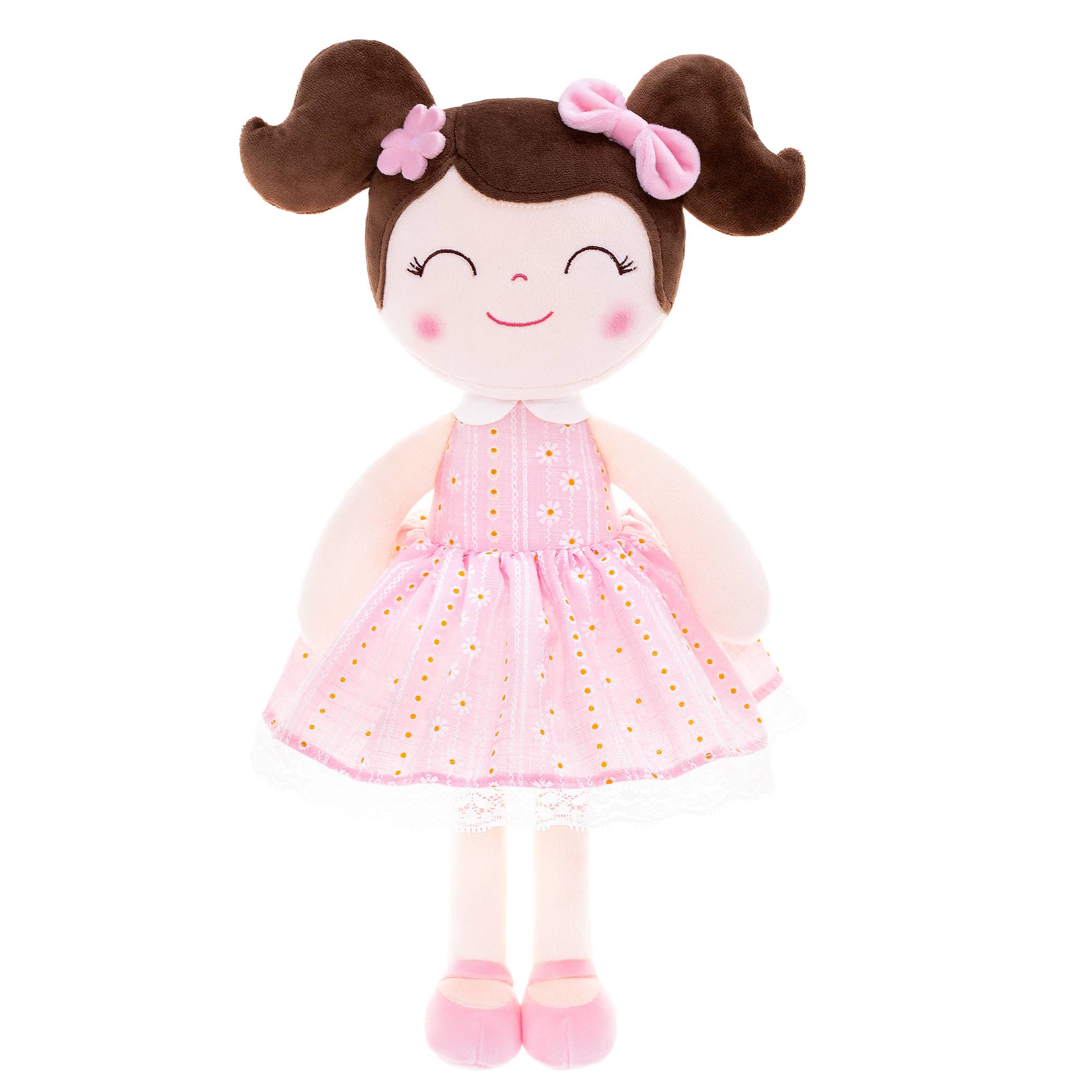 Tiny Tots Boutique - Wholesale Stuffed/Plush Toy - Kids & Baby - Light Pink Plush Doll With Dark Brown Hair2