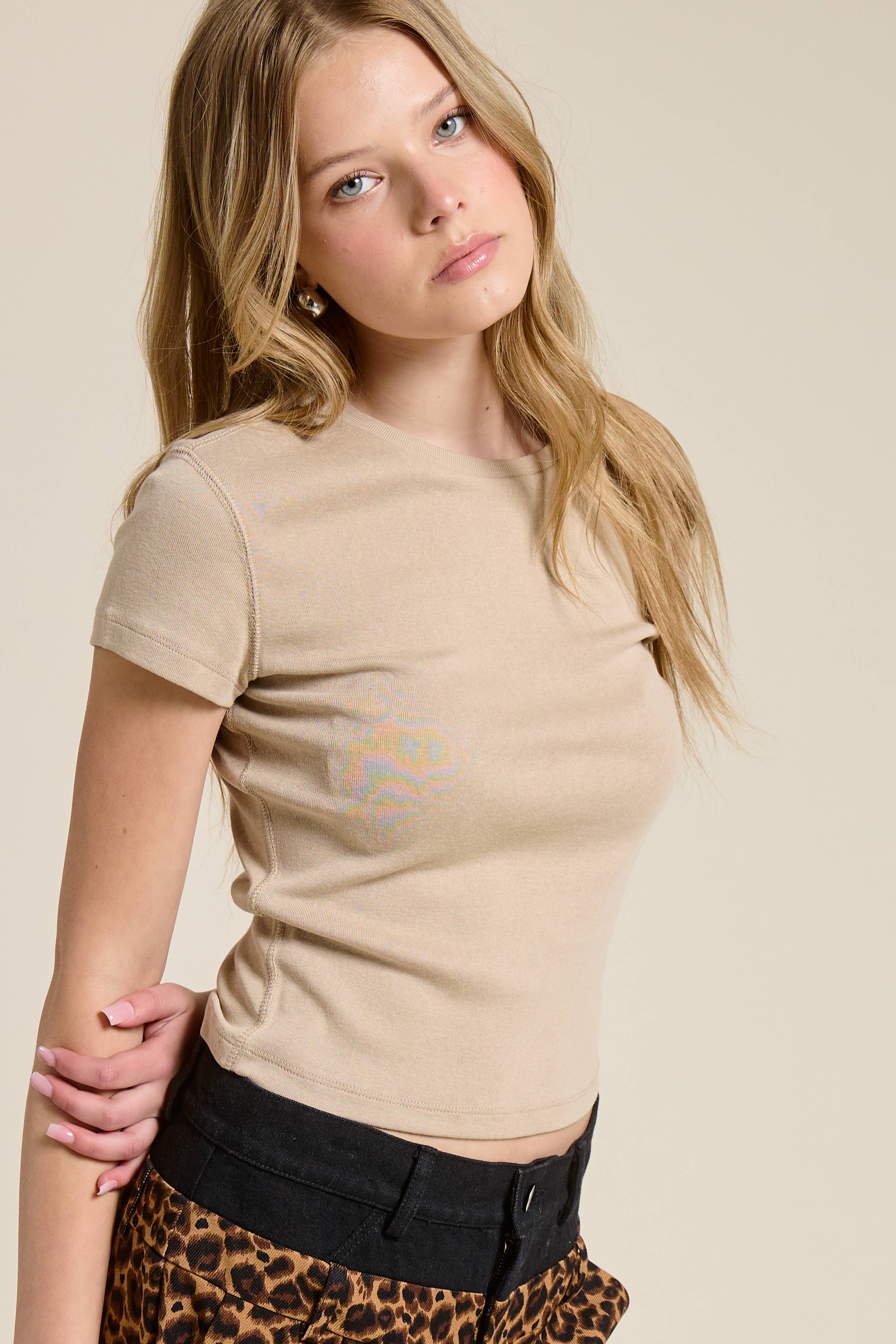 Mimosa - Wholesale T-Shirt - Women's - Basic Short Sleeve Baby Tee Knit Top9