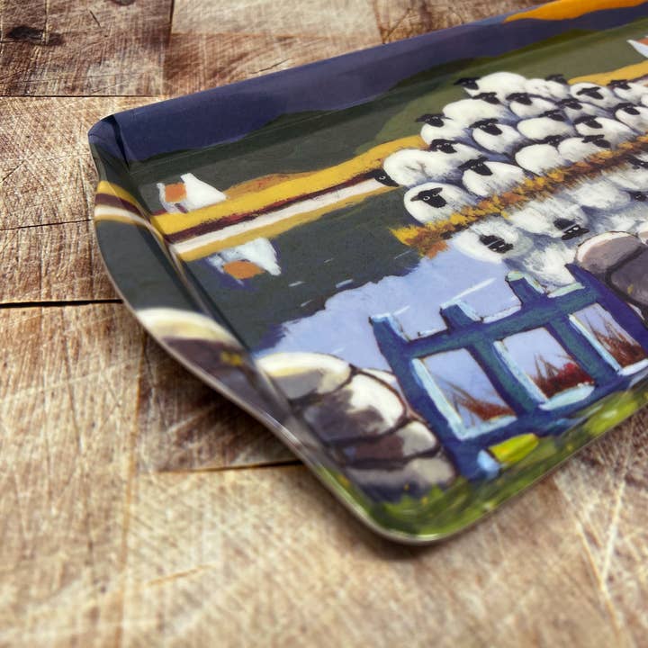 The Whimsical World of Thomas Joseph - Wholesale Serving Tray - Isle of Ewe - Melamine Serving Tray - Sheep Artwork