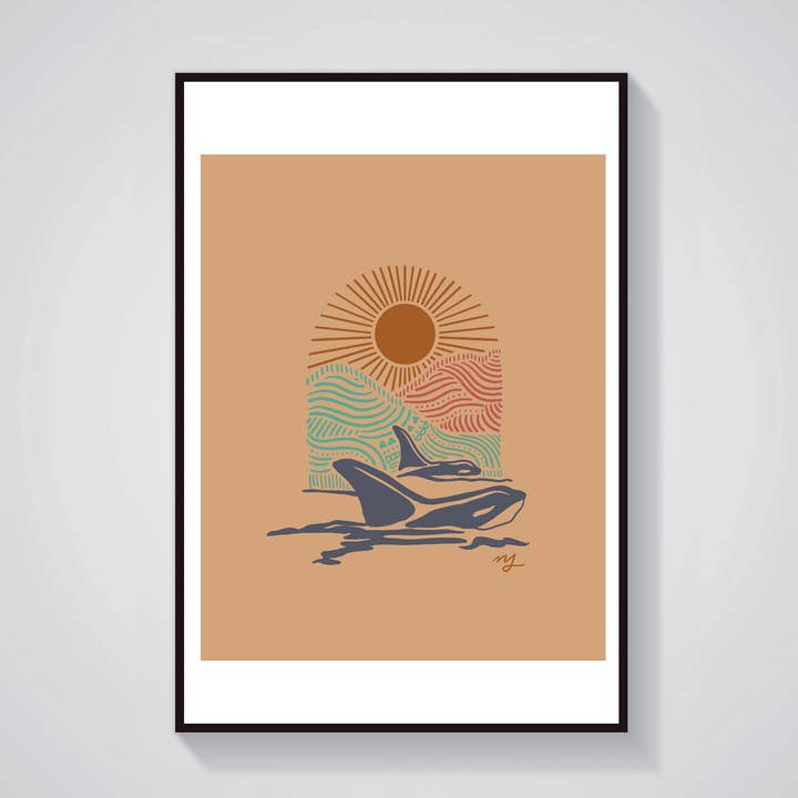 Northwest Here comes the sun Orcas 8X10 Giclee Print for wholesale by Nessa Lauraine