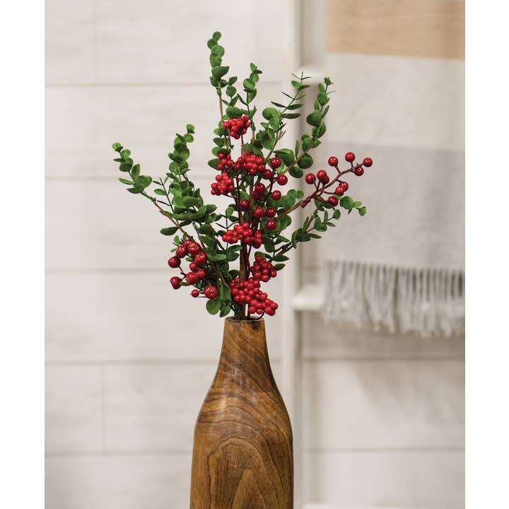 Saybrook Lane - Wholesale Artificial Flowers - Hunter's Glen Berries & Eucalyptus Pick, 21"