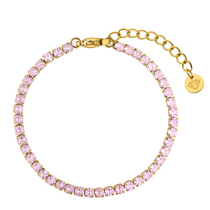 Schmuckgroßhandel - Wholesale Tennis Bracelet - Pink Tennis Bracelet | 18K Gold Plated