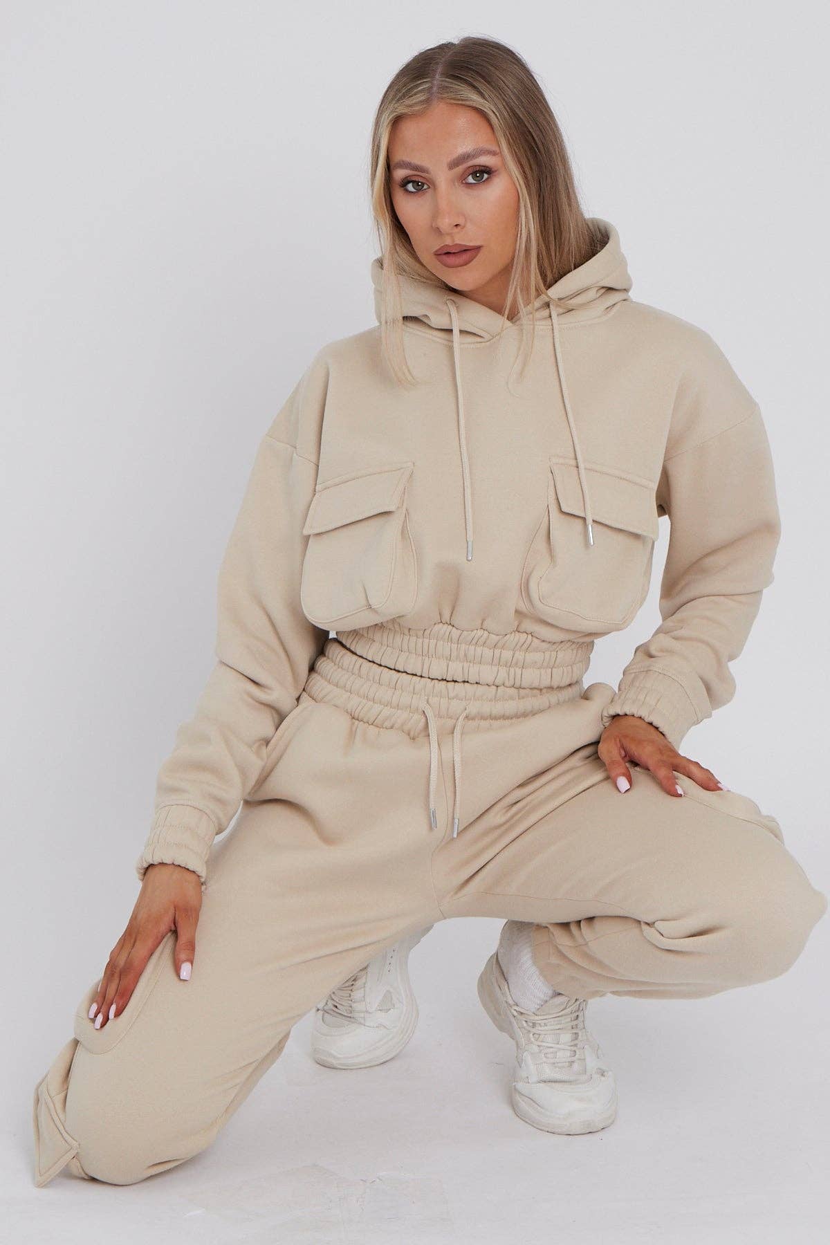 Stylewise Direct - Wholesale Lounge Set - Women's - Cargo Pockets Fleece Tracksuit0