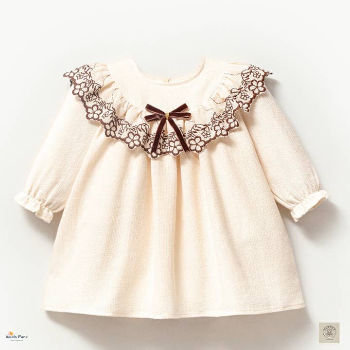 Girls' 9-24 Months Embroidered Robe Long Sleeve Dress for wholesale by Omnis Pura