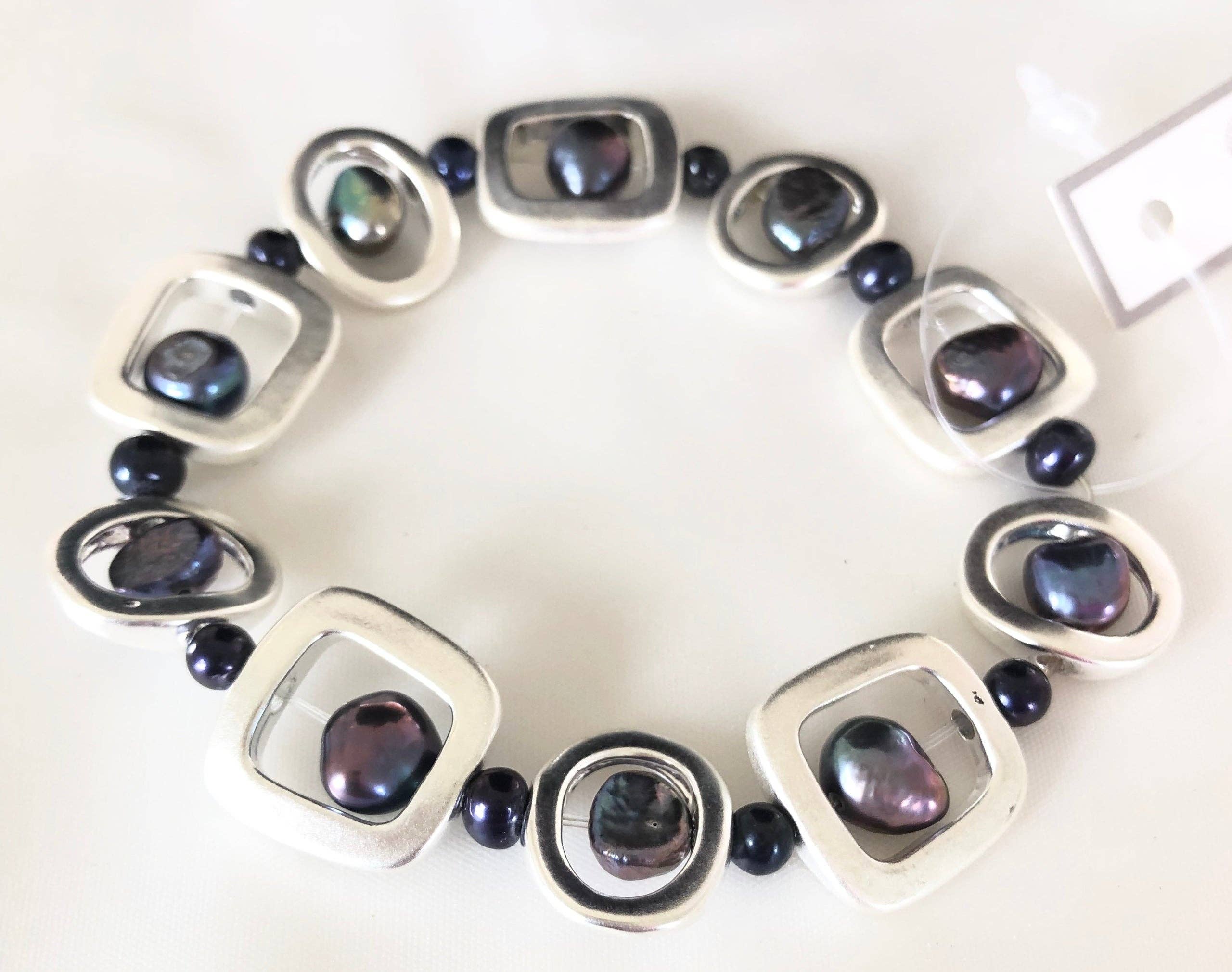 Studio G – wholesale Beaded bracelet – #57B-Brushed Bead and Pearl Bracelet14