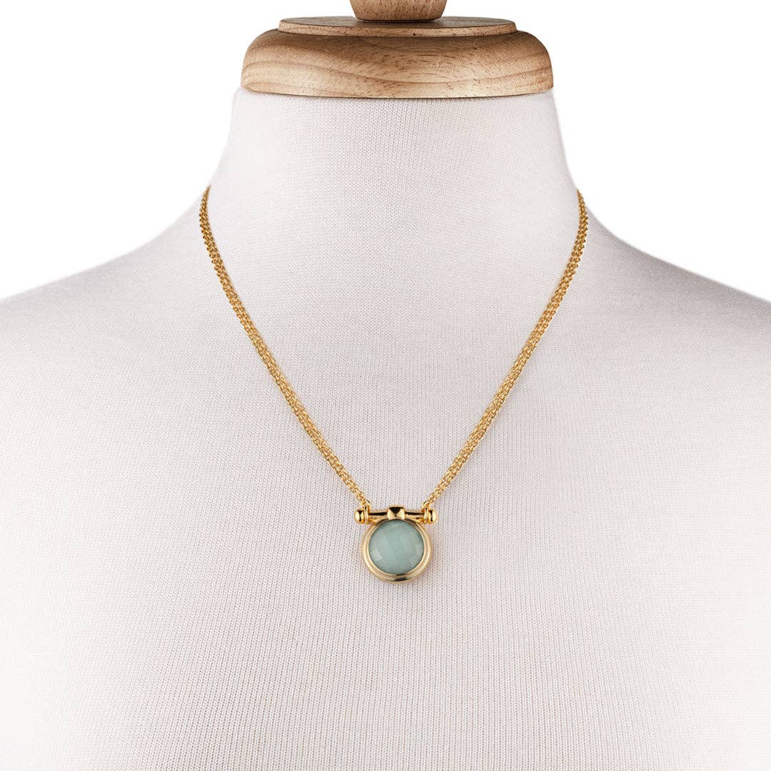 URBAN-EQUESTRIAN – wholesale Pendant/charm necklace – Adele - Aqua Chalcedony Equestrian Horse Bit Necklace in Gold2