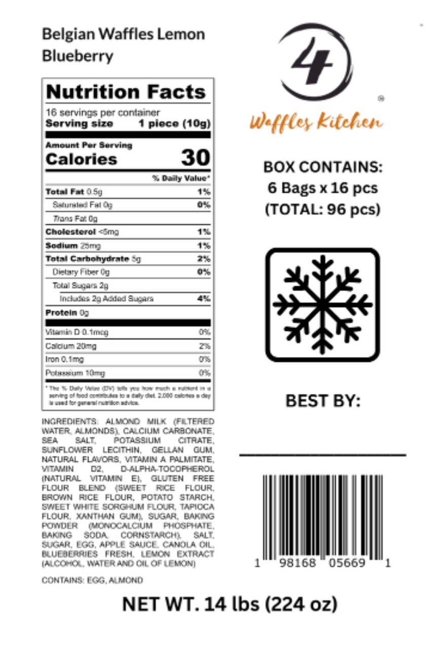 4 Waffles Kitchen - Wholesale Snack Bar - FOOD SERVICE 96ct quarter classic plain waffle pieces3