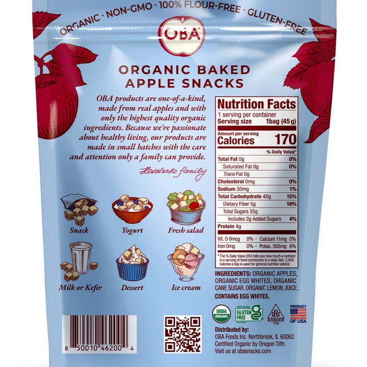 Oba Snacks – Großhandel Getrocknete/dehydrierte Früchte – Apfel-Snacks1