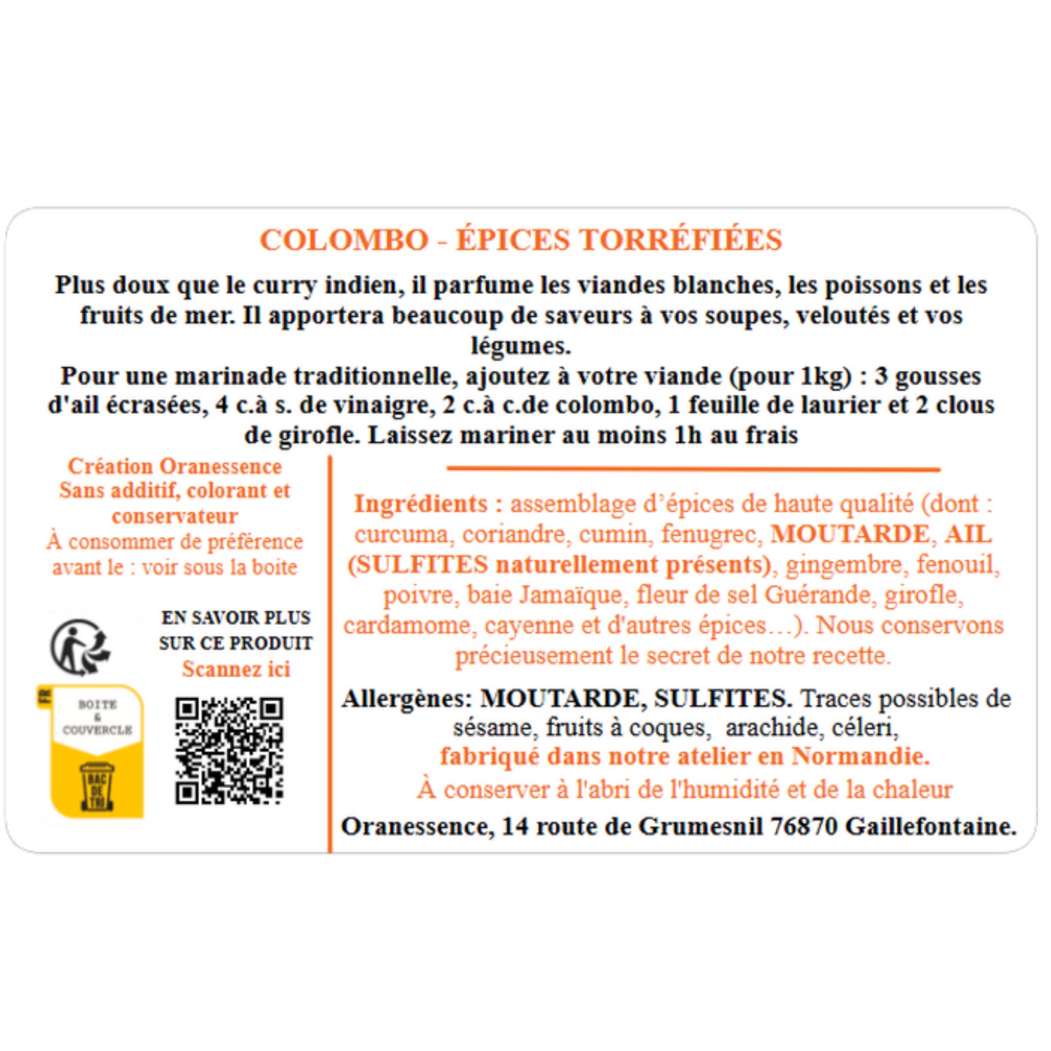 Oranessence – Especiarias secas por atacado – Colombo - Especiarias assadas (caixa de 50g)1
