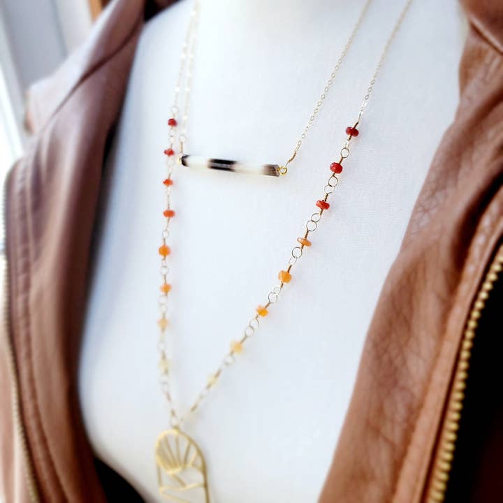 Porcupine Quill Bar Gold Necklace for wholesale by Gem Lounge Jewelry