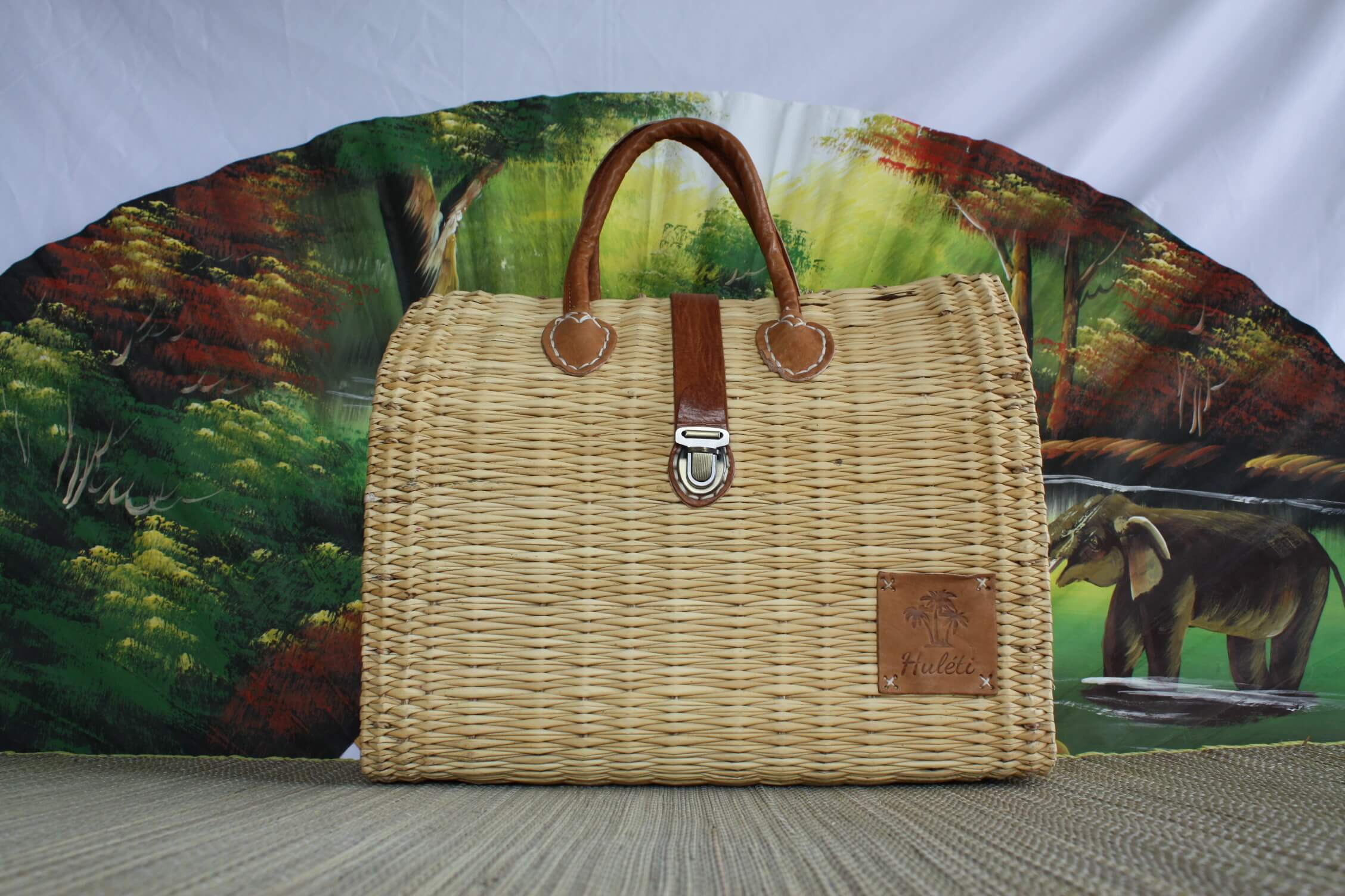 Boutique Huléti - Wholesale Beach Bag - Basket Suitcase with Leather Clasp - Handbag - Shoulder Bag - Shoulder Bag - Hand-woven Handmade - UNIQUE CREATION - HULÉTI2