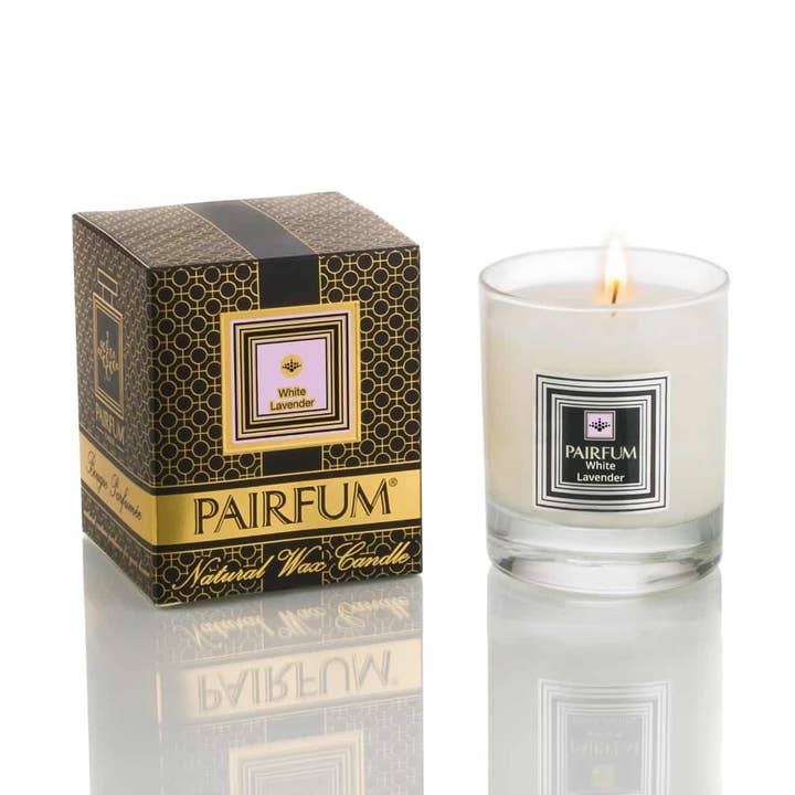 Velas de cera de soja y flor, color blanco lavanda para venta al por mayor de Pairfum London