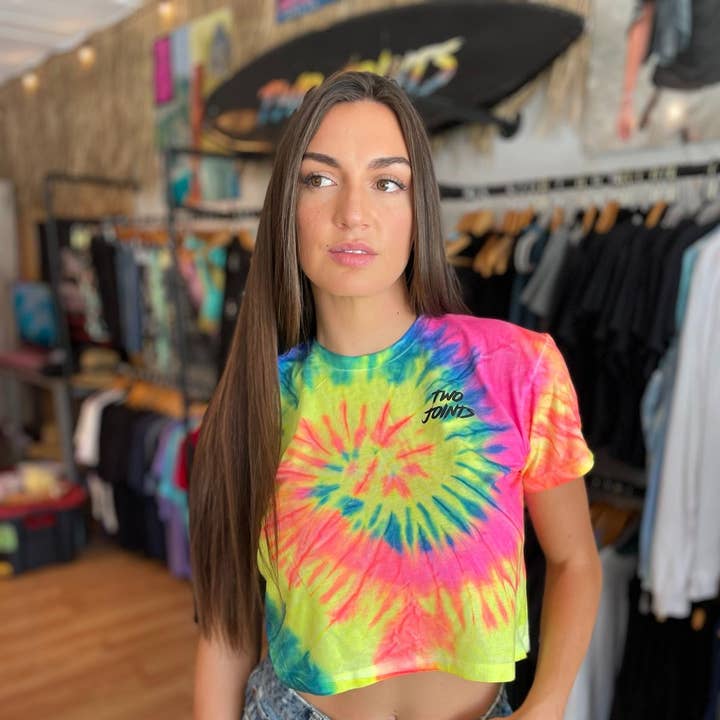 Stacked Tie Dye Crop for wholesale by Two Joints Surf Co.