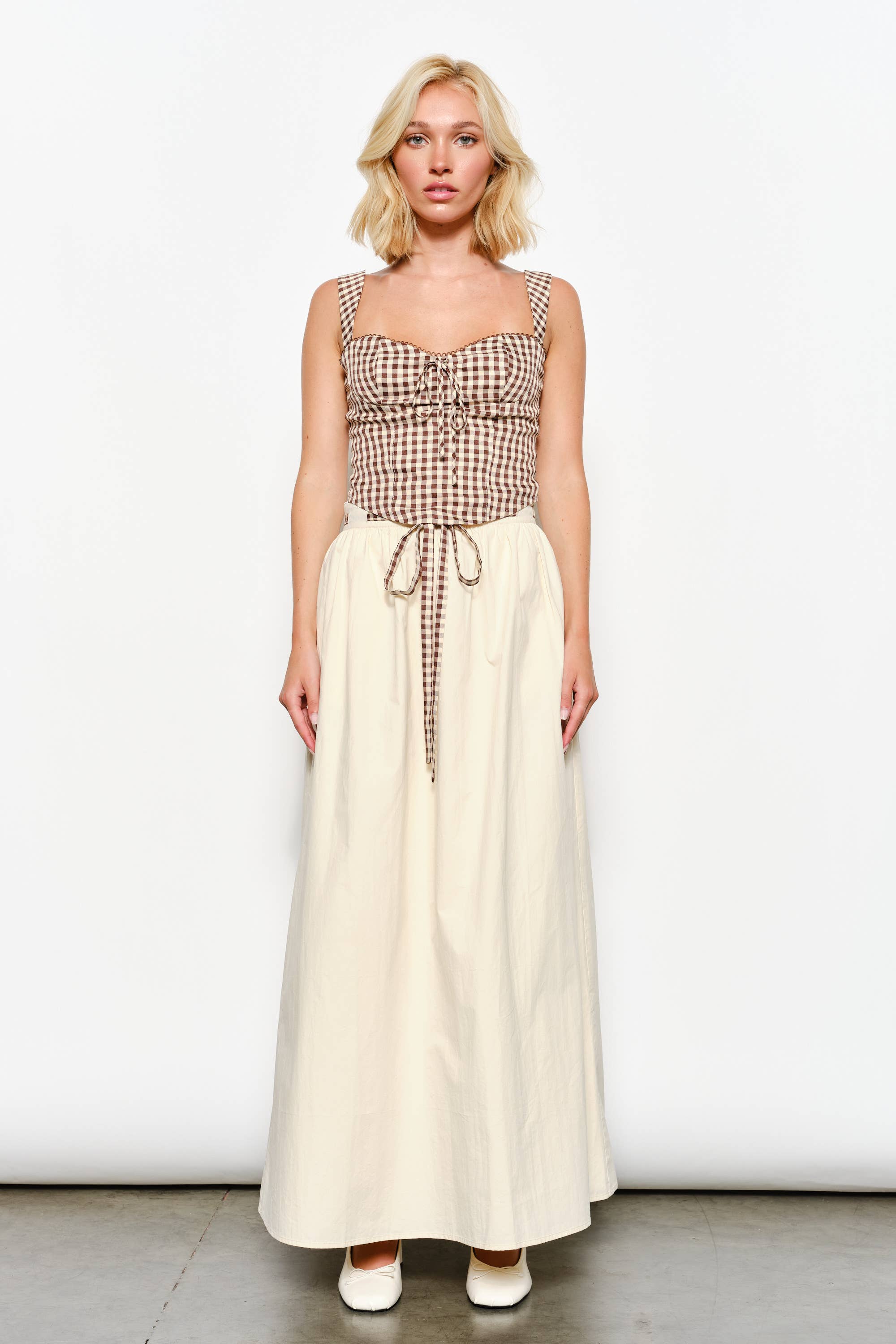 Beige OPHELIA FULL MAXI SKIRT - Whimsical, Timeless for wholesale on Faire0