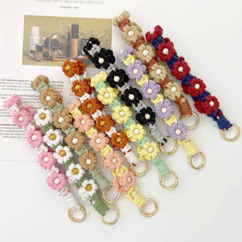 WEST AUSSIE SUPPLIES - Vente Porte-clés – femme - Porte-clés et lanière de téléphone en forme de fleur de marguerite au crochet12