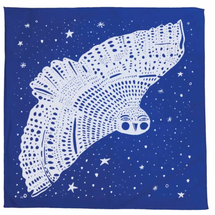 ELIZABETH GRAEBER art + illustration - Wholesale Bandana - Women's - Owl Bandana, screen printed cotton scarf1