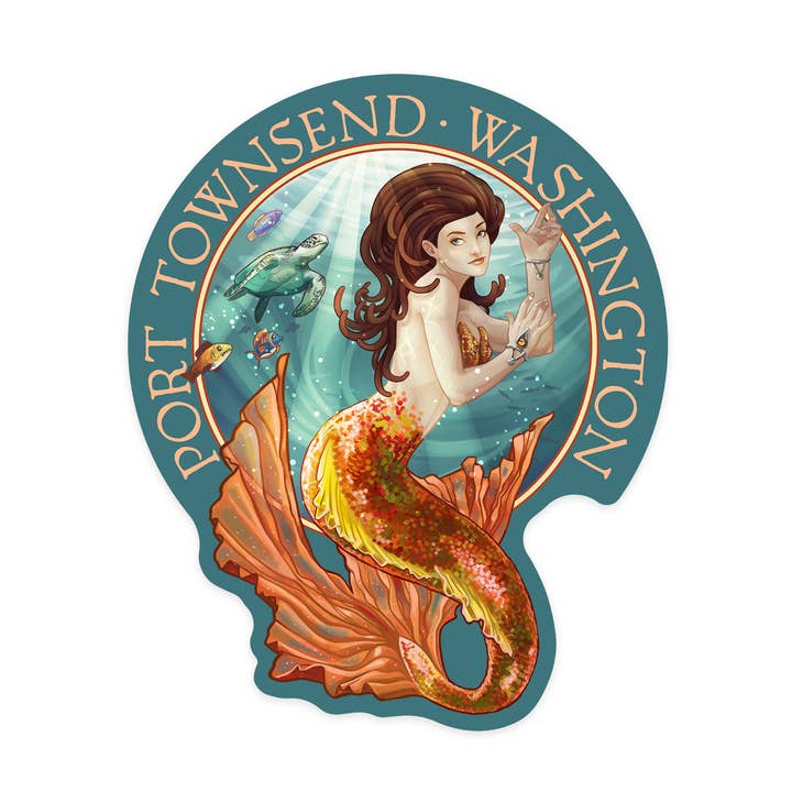 STICKERS Port Townsend, Washington, Mermaid for wholesale by Lantern Press