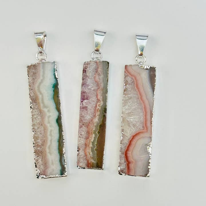 Rock Paradise - Wholesale Individual Charm/Pendant - Amethyst Slice Crystal Pendant with Silver Edges3