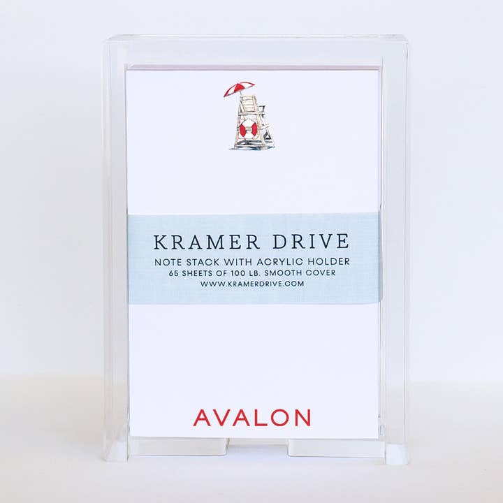 Kramer Drive - Wholesale Stationery/Notecard Set - Avalon Beach Lifeguard Chair Note Stack