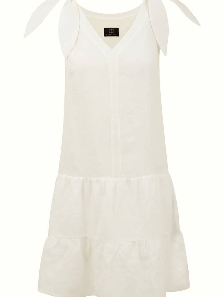 Linien Tied Ecru Dress for wholesale by Entelier