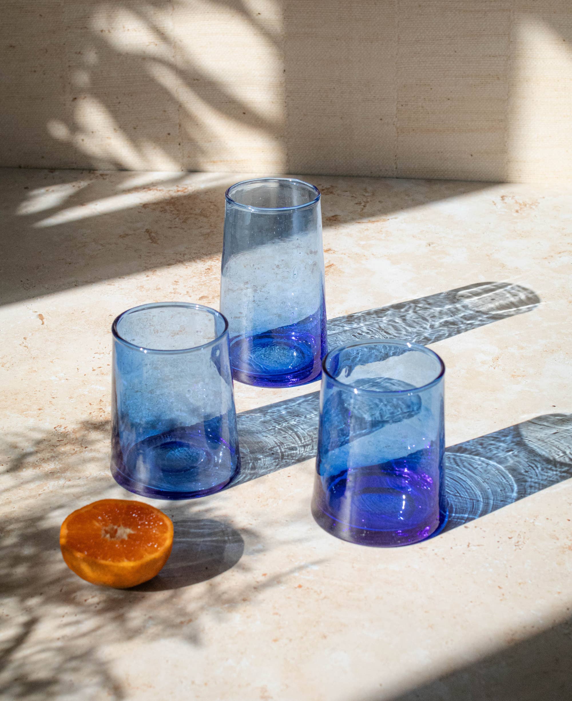 Maison Berber – wholesale Drinking glass/cup – Moroccan Beldi Glasses Set of 6 - Blue
