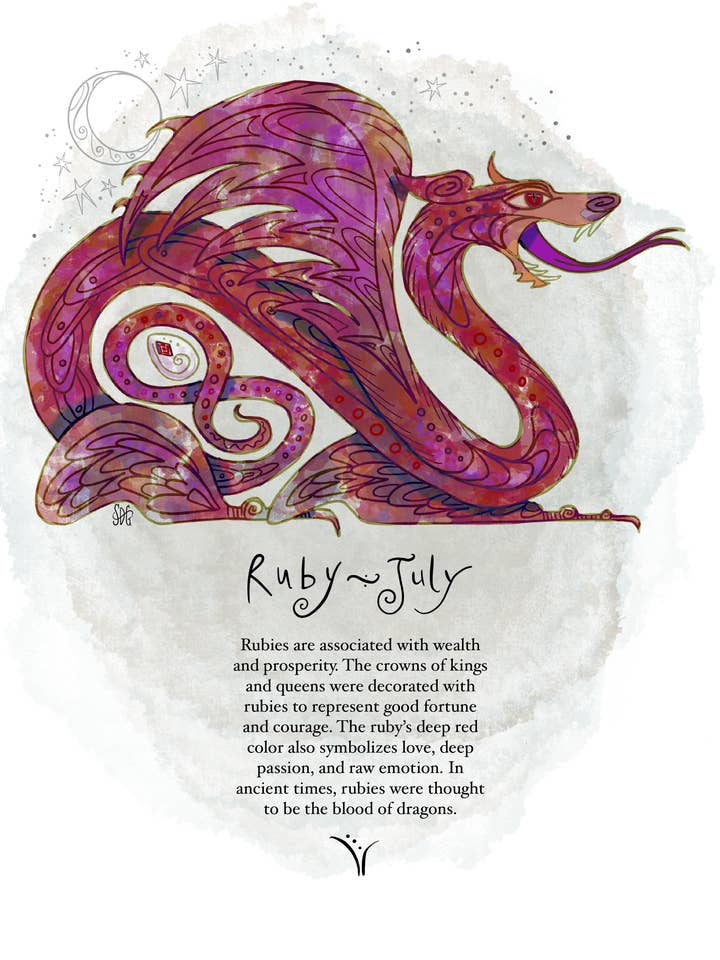 Tarjeta de nacimiento de dragón, marcador de terciopelo, julio para venta al por mayor de Give A Fig