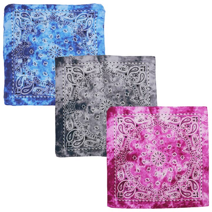 Cap Zone - Wholesale Bandana - Women's - Paisley Tie Dye Marble Gradient Cotton Bandana3