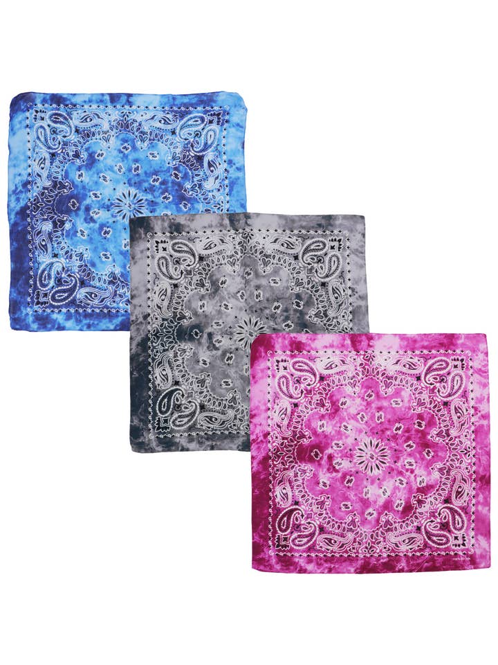 Paisley Tie Dye Marble Gradient Cotton Bandana for wholesale by Cap Zone