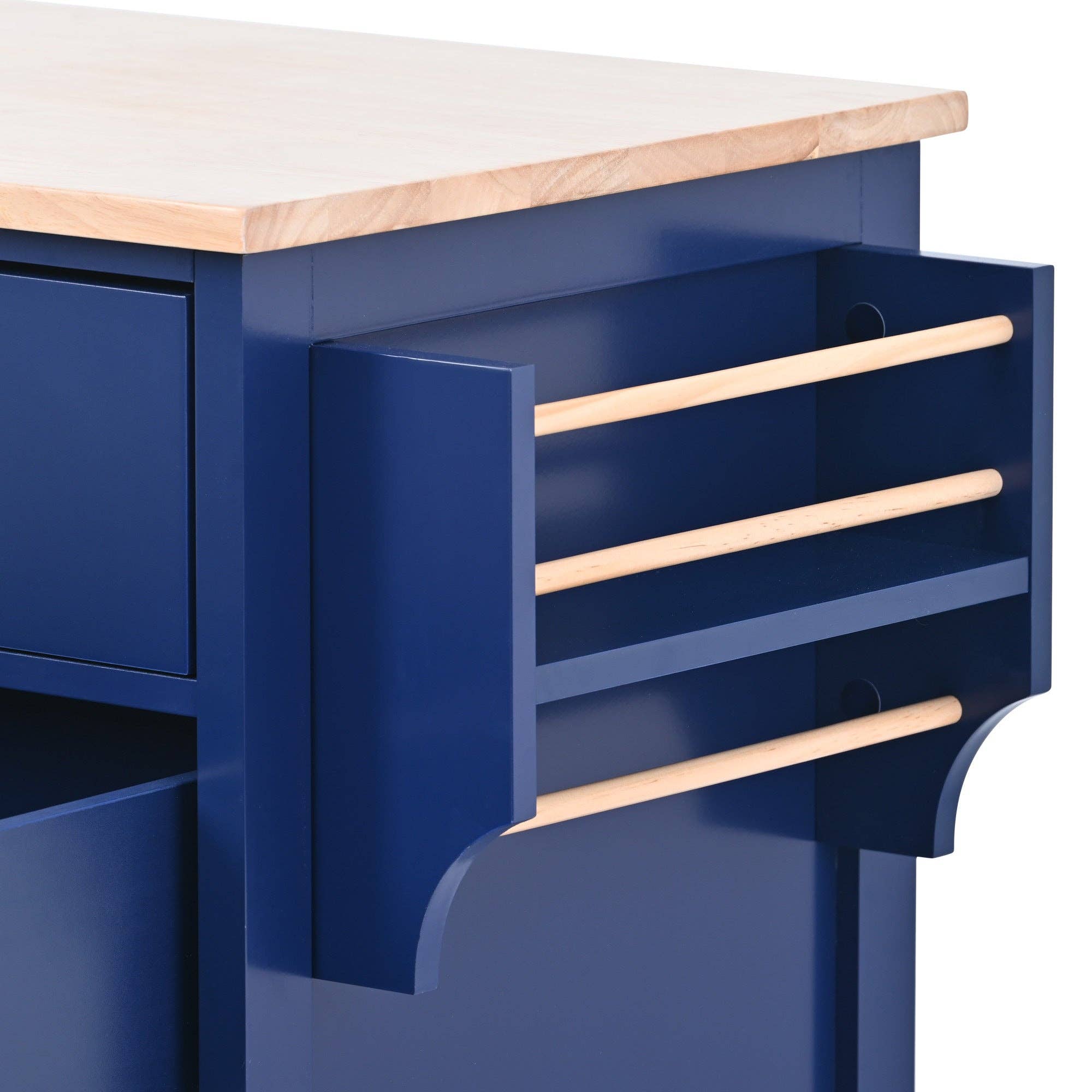 39F Inc. - Wholesale Kitchen Storage/Organizer - 53" Dark Blue Kitchen Island Cart with 8 Drawers & Wood 19