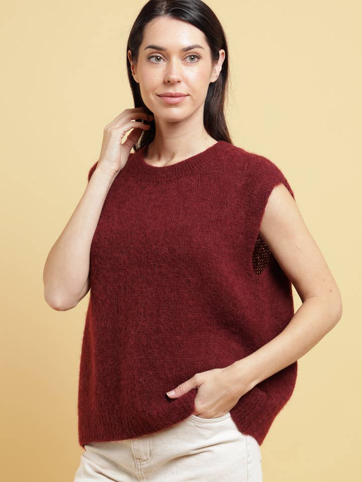 Mimi & Gogo - Wholesale Knit Sweater - Women's - Sleeveless Baby Alpaca Sweater @35552_PulSMAlpaga13