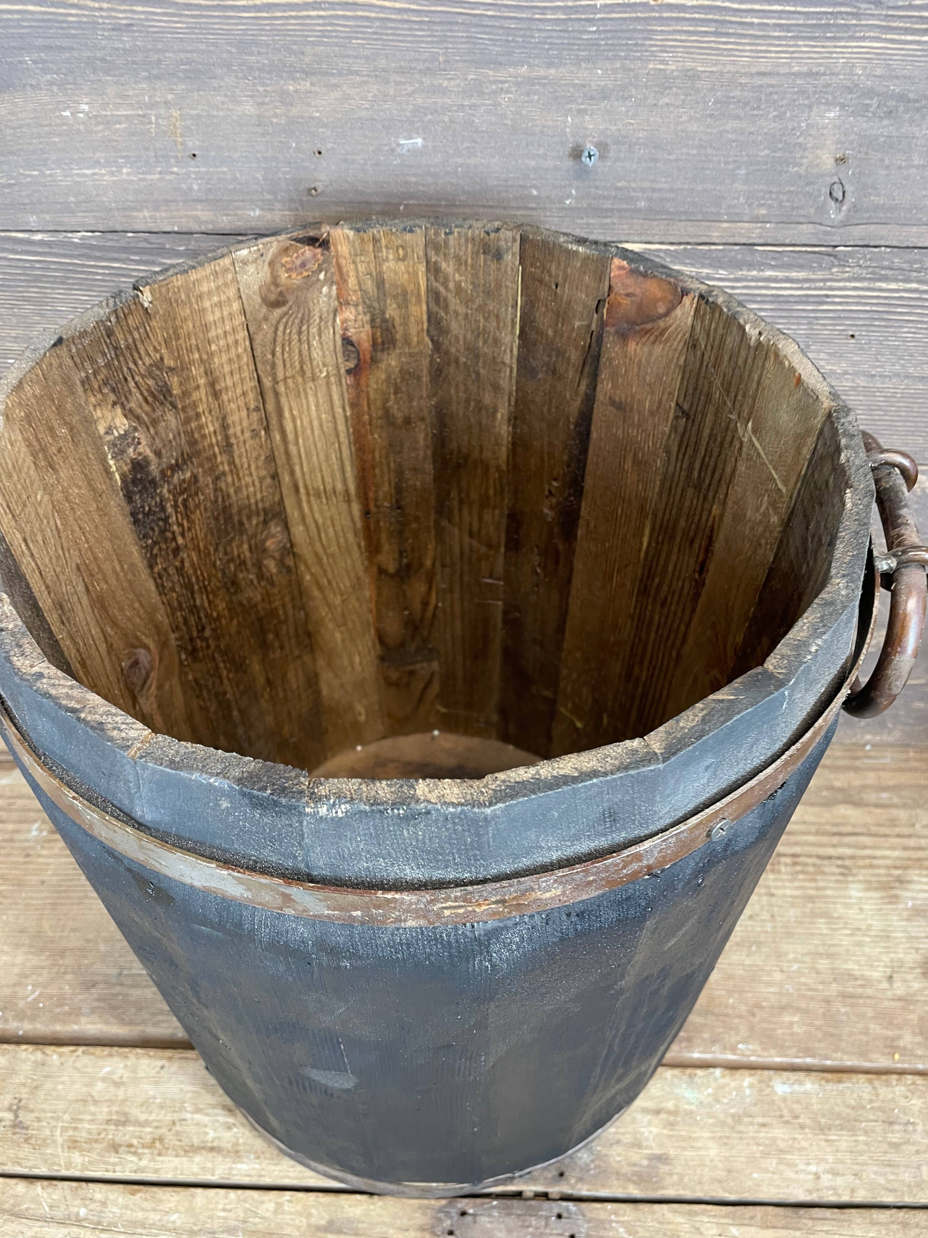 My Amigos Imports - Wholesale Bucket/Pail - Rustic Trim Bucket-Wooden-Handmade-3 Sizes-Black Tone5