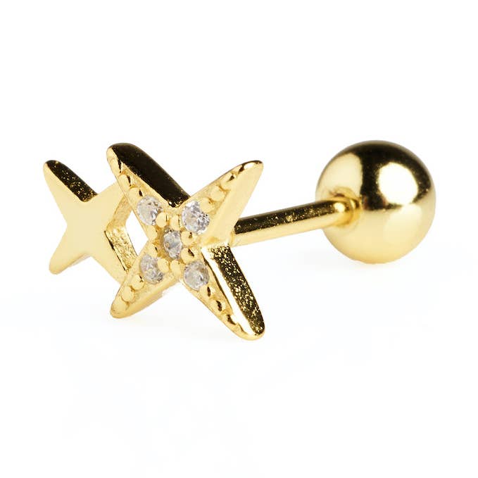 Pendientes con forma de estrella en forma de cruz en oro para venta al por mayor de Cartilage Cartel Ltd