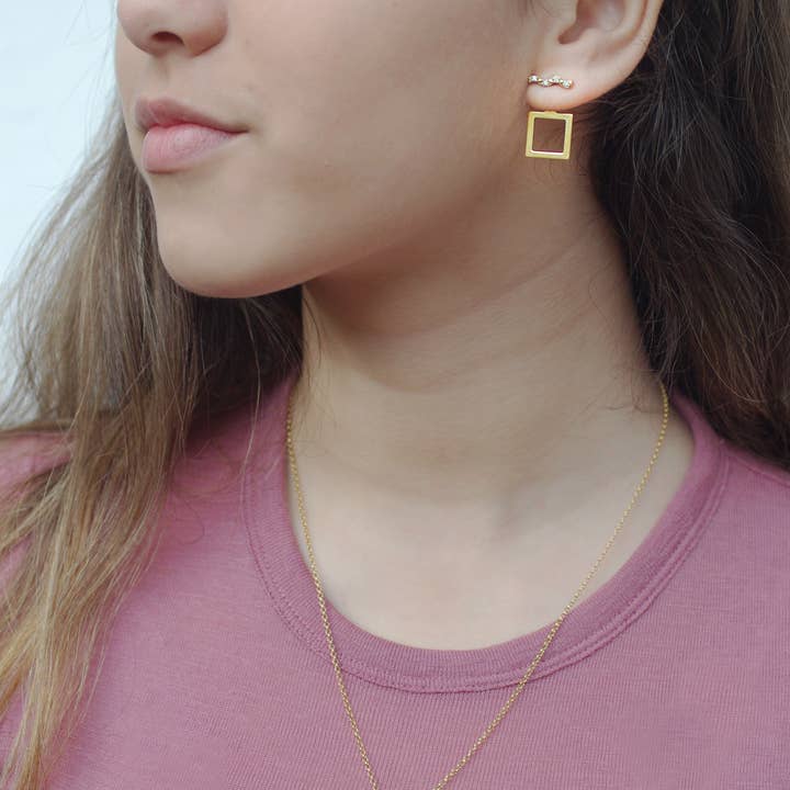 A MAR LIBRE - Wholesale Dangle Earrings - Miradores 24kt Gold Dipped Underlobe Dangle Earrings1
