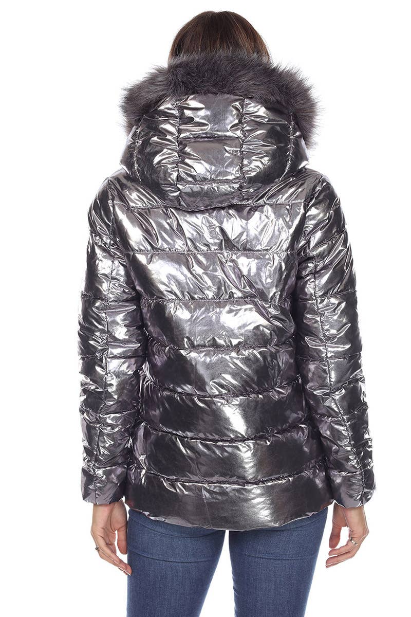 WHITE MARK - Wholesale Puffer Jacket - Women's - Women's Metallic Puffer Coat with Hoodie20