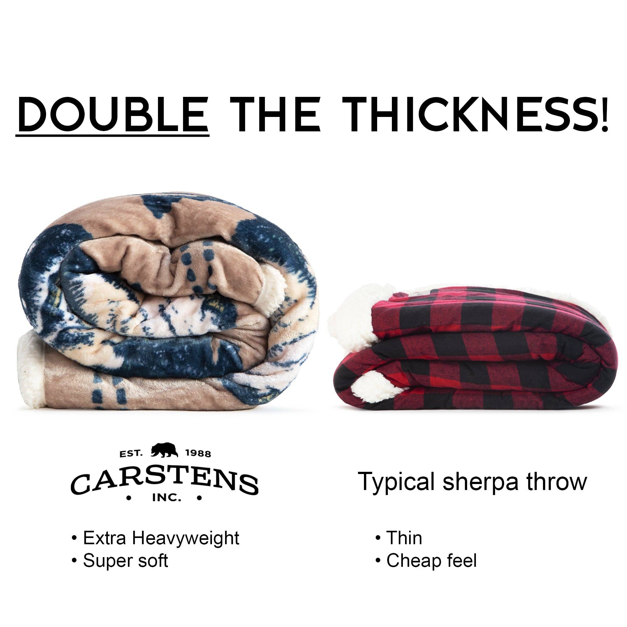 Carstens, Inc. - Wholesale Throw Blanket - Three Buffalo Plush Sherpa Throw2