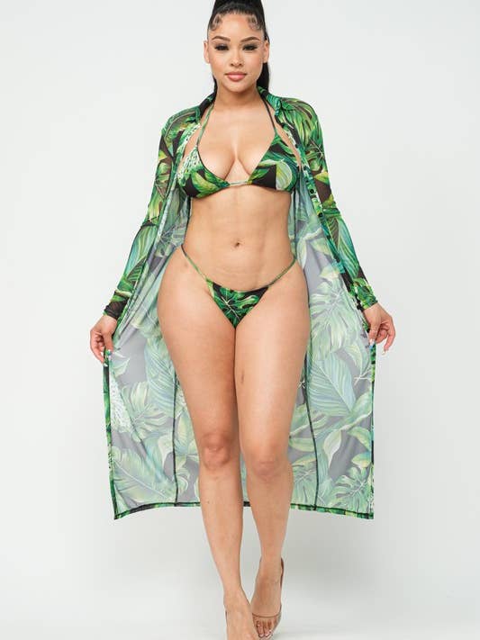 Conjunto de bikini con cárdigan encubierto para venta al por mayor de Belita Collection